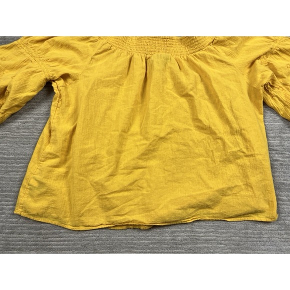 Lane Bryant Top Womens 22/24 Yellow Off Shouder Embroidered 100% Cotton - Picture 9 of 13
